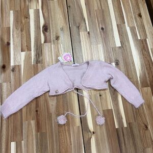 🩷❤️NWT Mon Sucré Pink Fuzzy PomPom Bolero Shrug -Size 2t